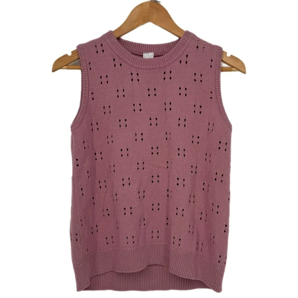 Nordstrom Girls’ Cotton Blend Sleeveless Knit Sweater Size XL‎ (14/16) Pink Prep